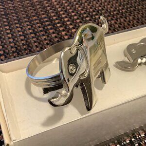 Elephant Napkin Rings Pier 1 Imports Trunk Raised Nickel-Plated Metal NOS